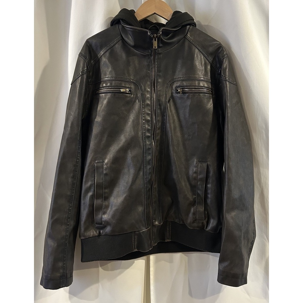 Men's Sean John Brown Polyester Jacket With Zip In Liner And Hood Size Large‎
